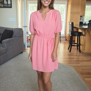 NWT Gibsonlook sz small sunset coral tie short sleeve dress